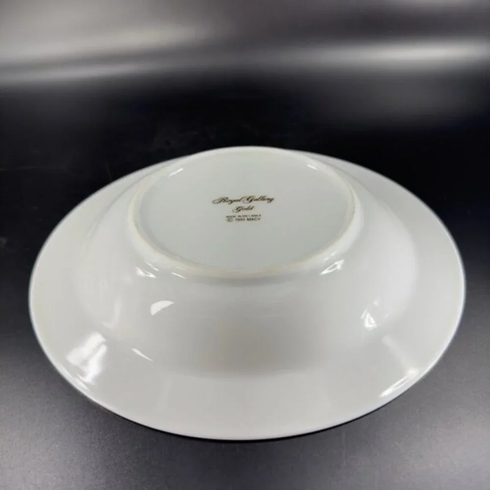 Royal Gallery‎ Gold Deep Dish Plates Macy 1991 Porcelain Made In Sri Lanka Set 2